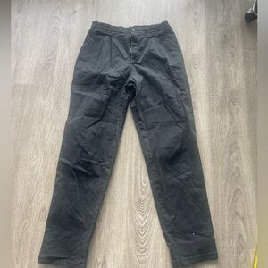 Lee Relaxed Fit Pleated Black Khaki Pants Womens Long 12 Elastic Sides